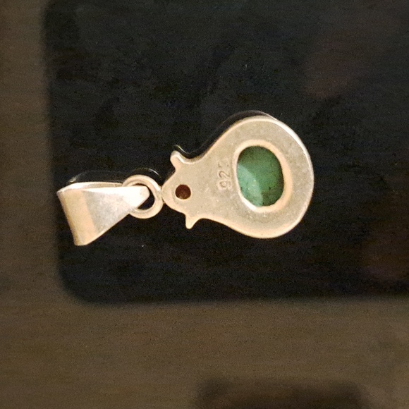 925 Signed Natural Coral and Turquoise Native American Pendant - Picture 4 of 6